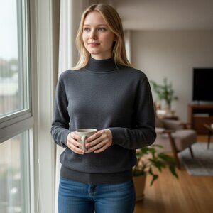 Sette Ponti Crew Neck Sweater Size Medium Black Made in Italy Soft Wool EUC